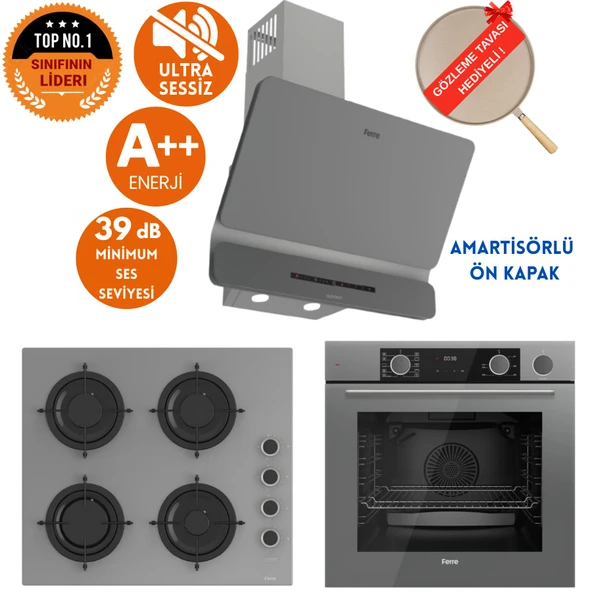 Ferre FryArt&SilentArt-SteamArt TIG Sessiz  Antrasit Gri Ankastre Set (D082-SA+ XE64CPR +CS208-FA ) ürün görseli 1