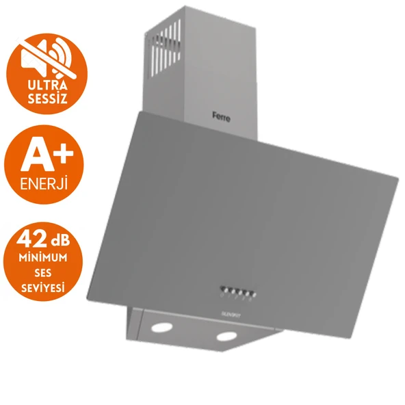 Ferre FryArt&SilentArt PIVA/ Sessiz Yeni Seri Antrasit Gri Ankastre Set (D088-SA + QXE62CPR +LN388) - Resim 2