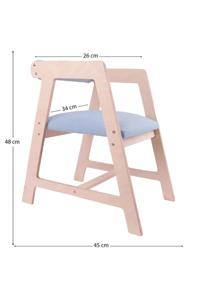 Montessori Çocuk Ahşap Oyun Etkinlik Çalışma Masası,Saklama Alanlı,Mavi Sandalye - Resim 3