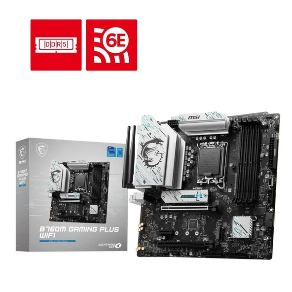 MSI MB B760M GAMING PLUS WIFI DDR5 6800(OC)MHz HDMI DP ATX 1700P ürün görseli 1