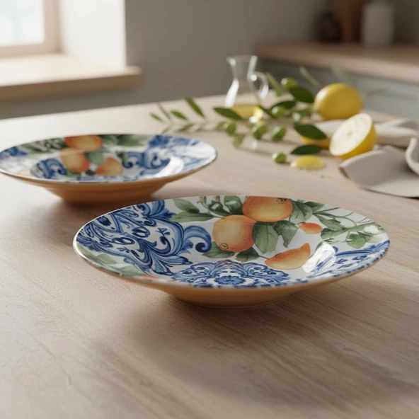 GÜRAL PORSELEN Reno  2 Adet 26 cm Salata Servis & Makarna Kasesi 55501 - Resim 3