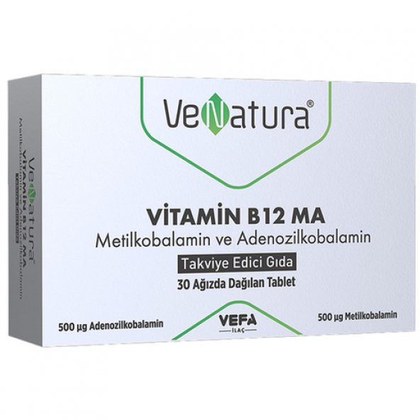 Venatura Vitamin B12 MA Metilkobalamin ve Adenozilkobalamin 30 Tablet