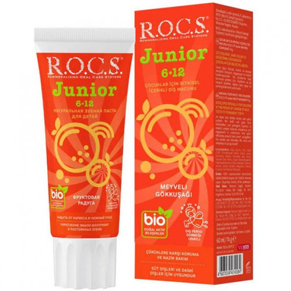 Rocs Junior 6-12 Yaş Meyveli Gökkuşağı Diş Macunu 60 ml