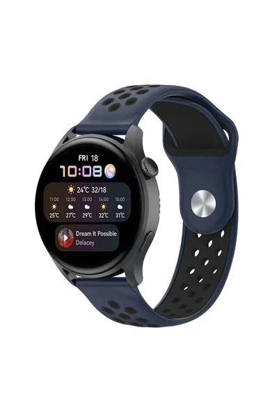 Watch 20mm Spor Delikli Kordon - Lacivert-Siyah-(5796) ürün görseli 1