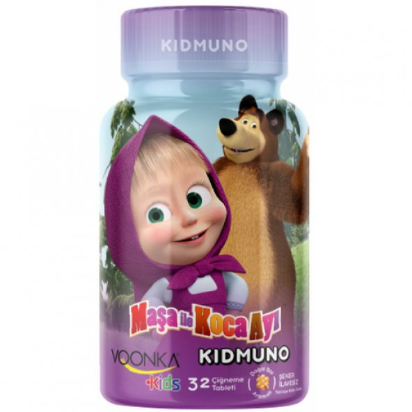 Voonka Kids Maşa ve Koca Ayı Kidmuno 32 Çiğneme Tableti