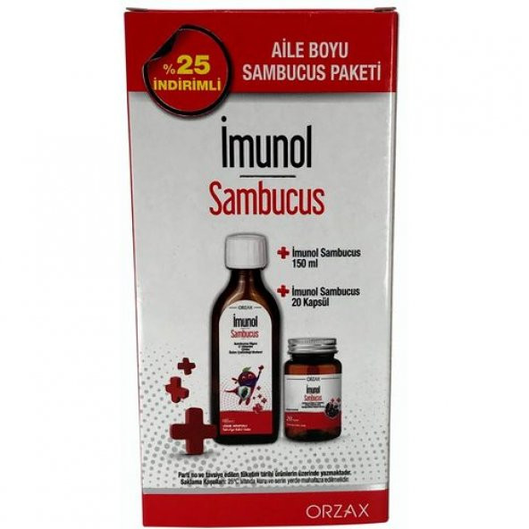 İmunol Sambucus Şurup 150 ml + Sambucus 20 Kapsül - Aile Boyu Paket