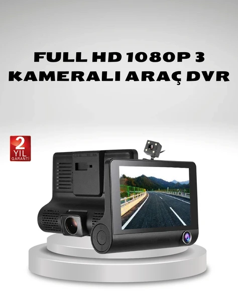 Araç Kamerası 3’lü Full HD DVR 1080P Gece Görüşlü ve G-Sensörlü ürün görseli 1