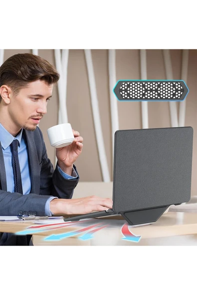 Macbook Air 15 2024 Macbook Deri Kapak - Gri-(5796) - Resim 4