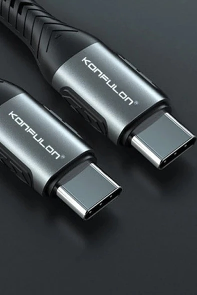 DC43 Type-C to Type-C 1M Örgü 60W Hızlı Şarj Kablo - Yeşil-(5796) - Resim 3