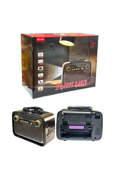 Müzik Kutusu Bluetooth Bağlantılı El Fenerli Nostaljik Tasarım Radyo ürün görseli 1