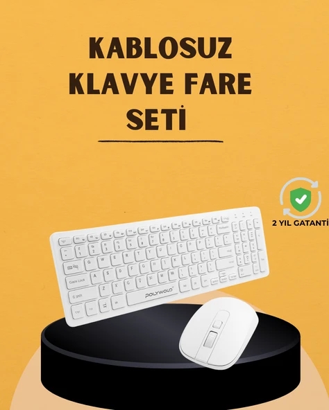 Klavye Mouse Seti Sessiz Kablosuz Türkçe TV  PC Uyumlu - Resim 2