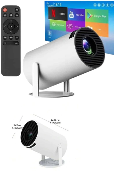 Sinema Projektörü Android HDMI USB WİFİ Ses Çıkışlı Ayaklı Projeksiyon Taşınabilir - Resim 2