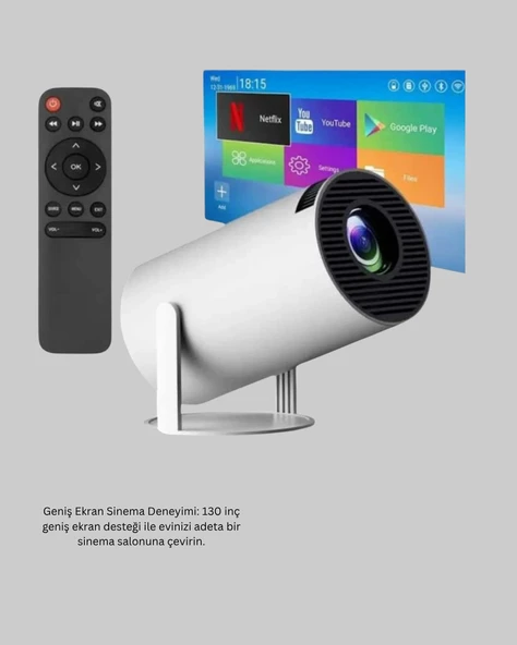 Full HD 4K Destekli Akıllı Projeksiyon – 130 inç Ekran, Uzun Ömürlü Ampul ve Çoklu Giriş - Resim 5