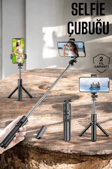 Kumandalı Tripod Telefon Tutucu Selfie Çubuğu 360 Derece Dönebilen - Resim 2