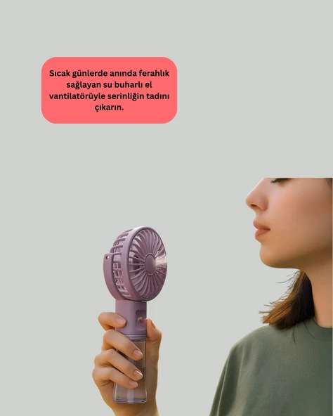 Masaüstü ve Elde Kullanıma Uygun Su Buharlı Şarjlı Fan - Resim 3
