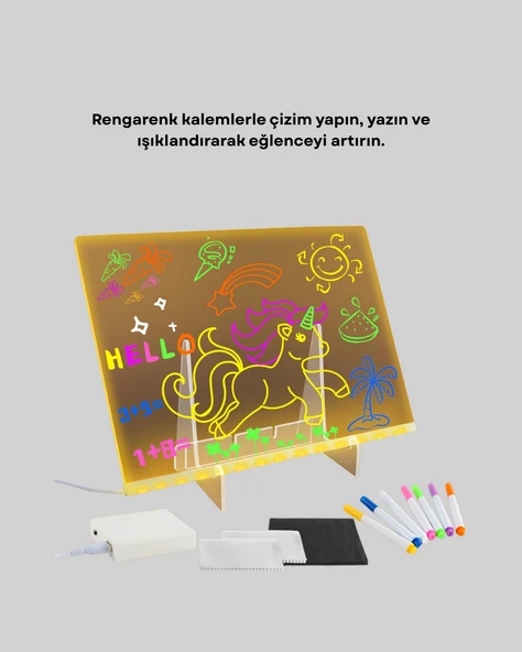 Masaüstü ve Duvara Monte Edilebilir LED Işıklı Yazı Panosu ürün görseli 1