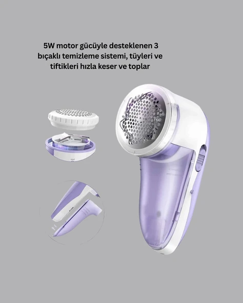 Tüy ve Tiftik Temizleyici – 3 Bıçaklı, 200ml Kapasiteli - Resim 2