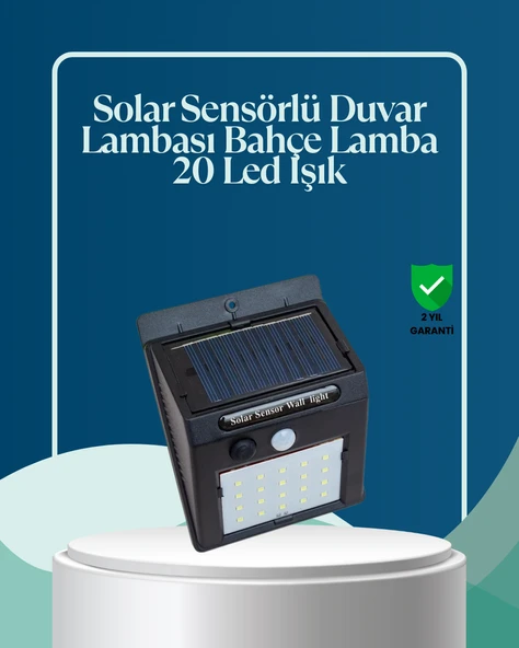 Sensörlü 20 LED Solar Duvar Lambası 3 Metre Algılama Mesafesi ürün görseli 1