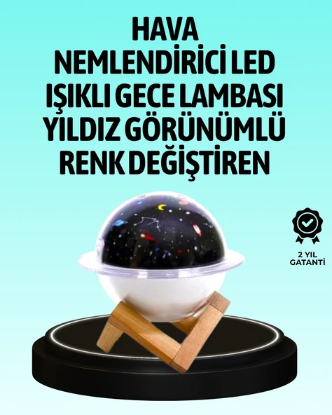 USB ile çalışan projektörlü aromaterapi nemlendirici masaüstü kullanım için uygun ürün görseli 1