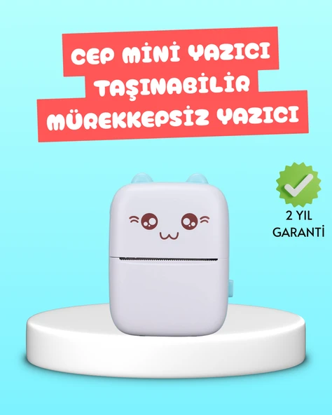 Mini Termal Yazıcı Kablosuz Taşınabilir Bluetooth Bağlantılı 200 DPI ürün görseli 1