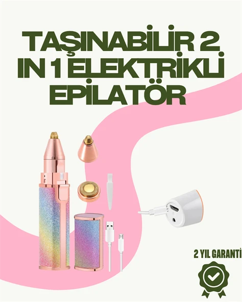 8000 RPM Taşınabilir Epilatör – Kaş Düzeltici ve Dudak Epilatörlü Pille Çalışan - Resim 3