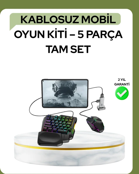 Mobil PUBG Oyuncuları İçin 5in1 Klavye Mouse Oyun Seti – BT5.3 Destekli ürün görseli 1