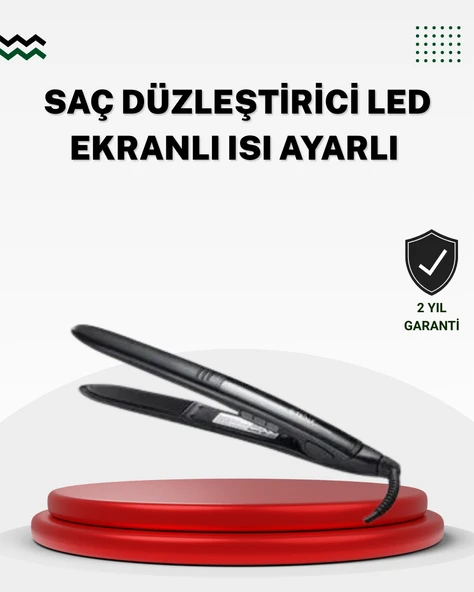 2025 Seri Profesyonel Isı Ayarlı Titanyum Kaplama Saç Düzleştirici Dijital Ekranlı ürün görseli 1