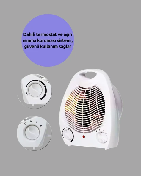 Fanlı Elektrikli Isıtıcı – 3 Kademeli Isı Ayarı ve Güvenli Kullanım - Resim 3