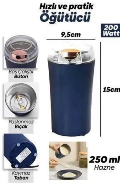 Dayanıklı Paslanmaz Çelik Kolay Kullanım Kahve Ve Baharat Öğütücü - Resim 2