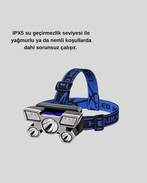 Outdoor ve Gece Balıkçılığı İçin LED Kafa Lambası – USB Şarjlı, 60° Ayarlanabilir Far - Resim 5