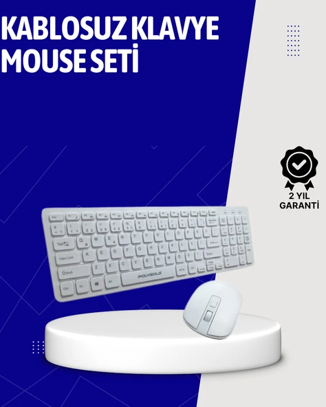 Klavye Mouse Seti Sessiz Kablosuz Türkçe TV  PC Uyumlu ürün görseli 1