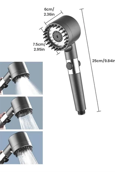 Yeni Nesil Duş Başlığı Paslanmaz Çelik Masaj Etkili Ergonomik Tasarım Su Basınçlı - Resim 5