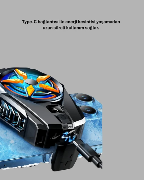 Telefon Soğutucu Radyatör Type-C Bağlantılı 2 Kademeli Dijital Kontrollü - Resim 5