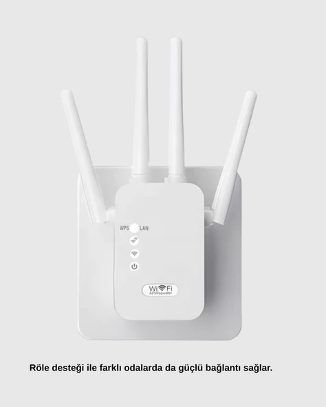 300Mbps WiFi Menzil Genişletici 4 Antenli WPA3 Güvenlikli Priz Tipi Repeater - Resim 4