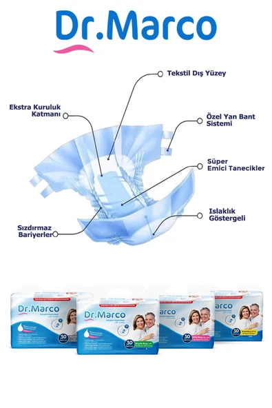 DR.MARCO Belbantlı Tekstil Yüzey Hasta Bezi Xl Extra Large 30 Adet - Resim 2