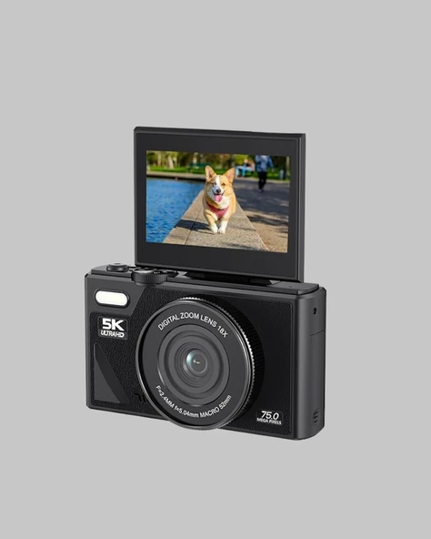 75MP 5K Video Destekli Dijital Kamera 18x Zoom Çok Eksenli Stabilizasyon - Resim 2