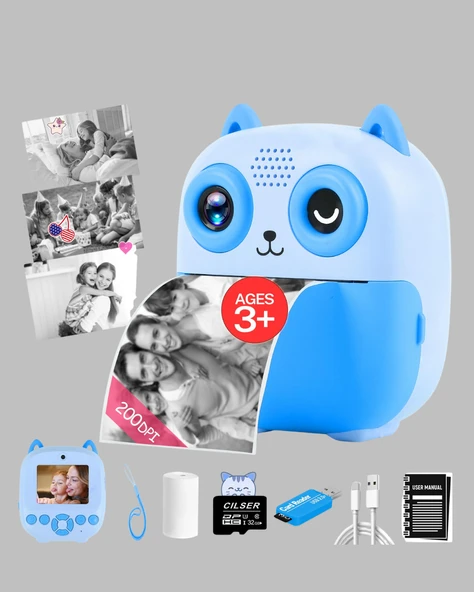 Anında Baskı Özellikli Çocuk Kamerası 48MP 1080P Çift Lens 32GB Destekli - Resim 3