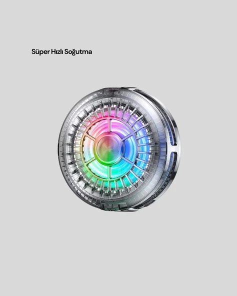 RGB Işıklı Telefon Soğutucu Fan Gaming Cooler Süper Hızlı Soğutma - Resim 4