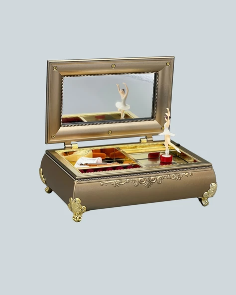 Müzikli Balerin Figürlü Takı Kutusu Piyano Desenli Dekoratif - Resim 5