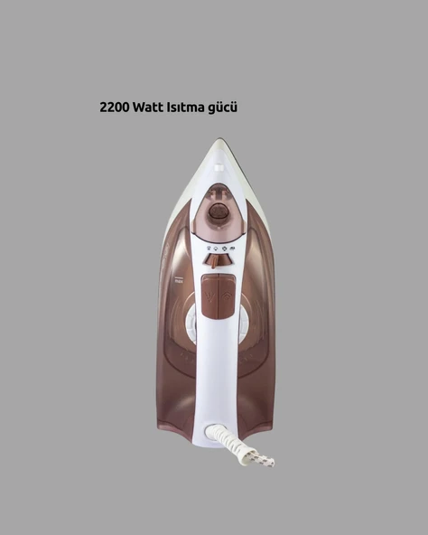 2200 Watt Buharlı Ütü Kahverengi Seramik Taban Şok Buharlı - Resim 4