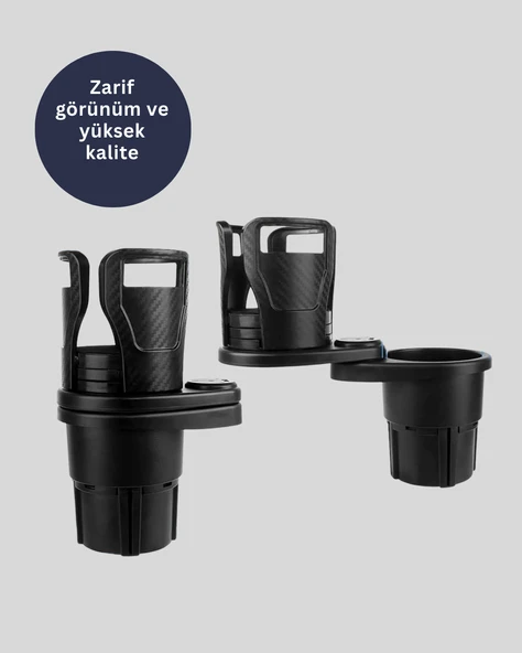 Çiftli Araba Bardak Tutucu Karbon Fiber Görünümlü 360° Ayarlı - Resim 4