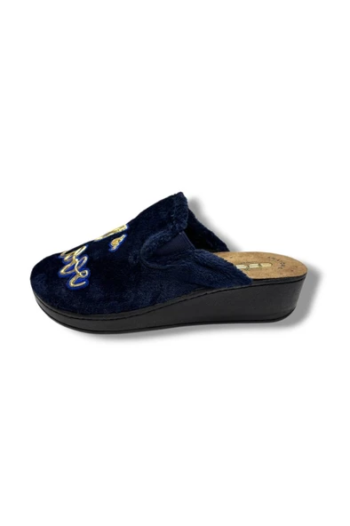 Esem 213.Z.018 Parlak Gold Yazılı Yün Kumaş Halı Kadın Terlik - Resim 3