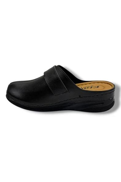 Royal Poli 726-26 Cilt Deri Cırtlı Taşlı Anatomik Sabo Kadın Terlik - Resim 3