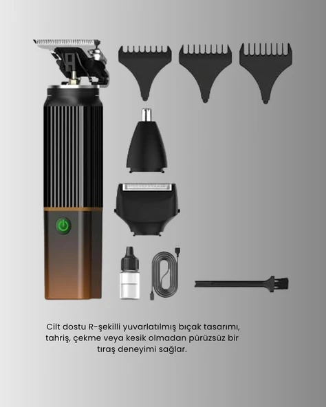 USB-C Şarjlı 3 in 1 Erkek Bakım Cihazı – Sessiz Motorlu Saç ve Sakal Kesme Makinesi - Resim 5