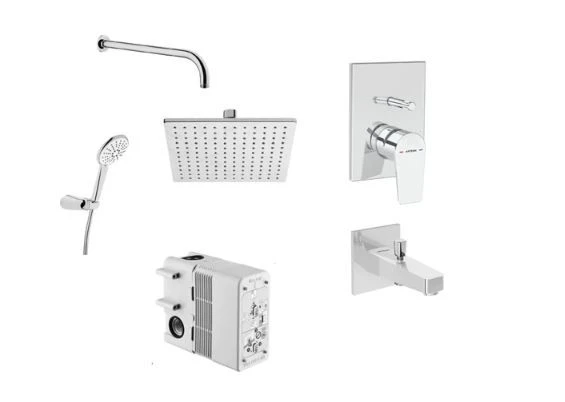 Flow Square Ankastre Duş Seti Krom A49305 (A43208-A41949-A45652-A45707STA-A45736-A43131) ürün görseli 1