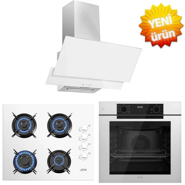 Ferre ve AFM Tech Markalı / LONO FRYART AİRFRY /  Beyaz Ankastre Set ( QEP63CB + FM2201 + FM3301 ) ürün görseli 1