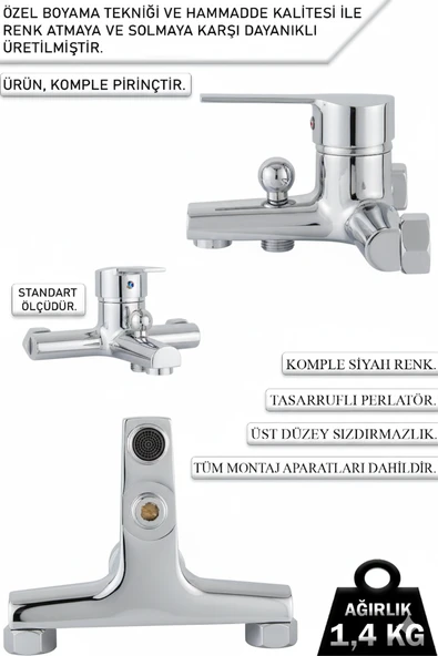 4 Lü Batarya Duş Takımı Geniş Şampuanlıklı Robot Duş Seti Banyo Lavabo Mutfak Muslukları Armatür - Resim 2