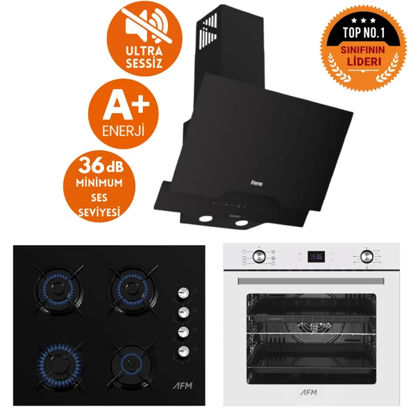 Ferre ve AFM tech Markalı / SENO Sessiz Davlumbazlı  Ankastre Set ( D063-SA + FM2200 + FM7701) ürün görseli 1