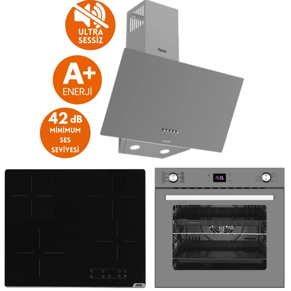 Ferre ve AFM Tech Markalı / ZAO Sessiz Elektr. Vitro Ankastre Antrasit Set (D088-SA +V6-04 +FM7710) ürün görseli 1