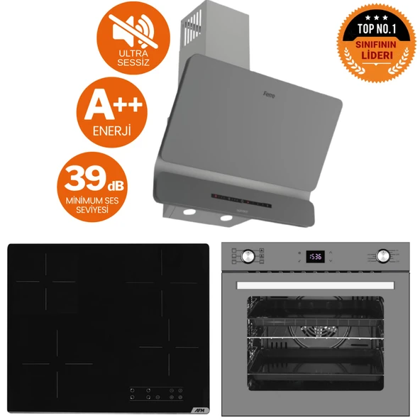 Ferre ve AFM Tech Markalı / Stella Elektrikli Vitro. Sessiz Ankastre Set (D082-SA + V6-04 + FM7710) ürün görseli 1
